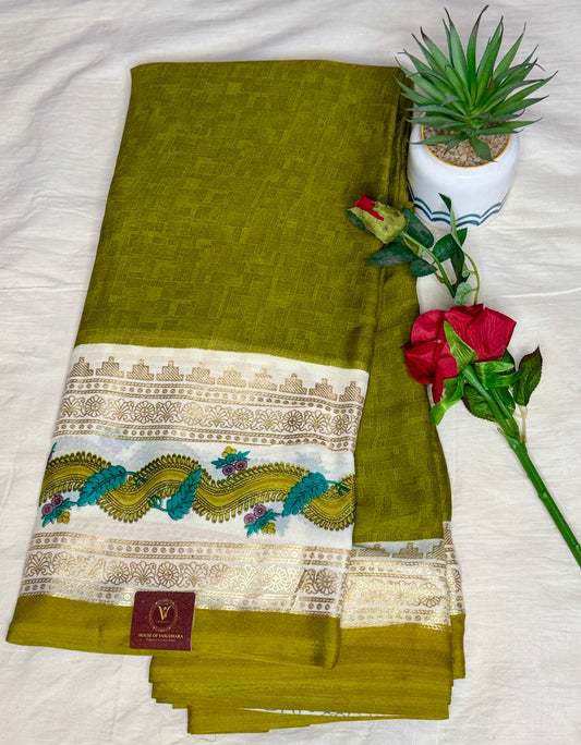 Green Georgette with Bentex border