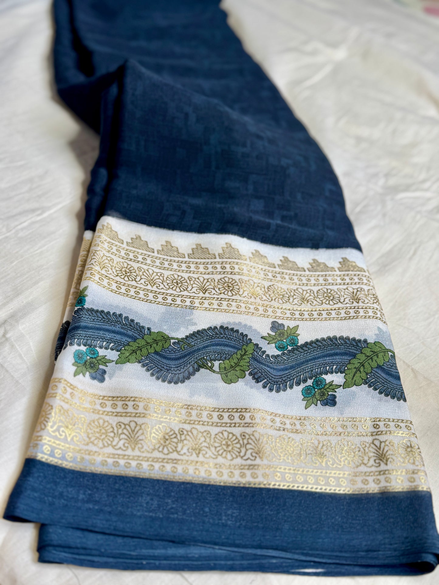 Dark grey Georgette with bentex border