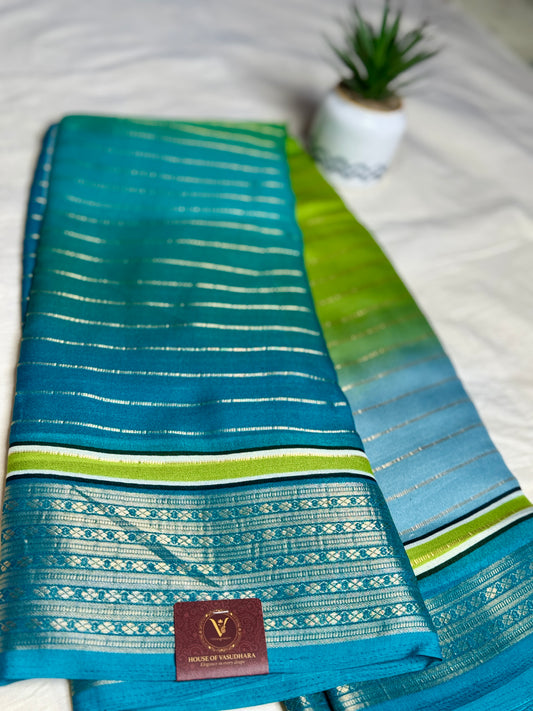 Blue Ombre Royal stripes Semi Crepe