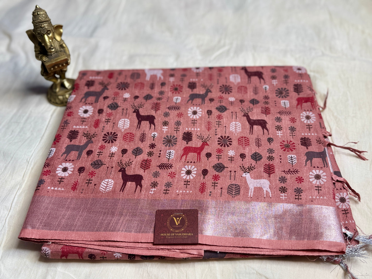 Powder pink animal print in Mul Cotton