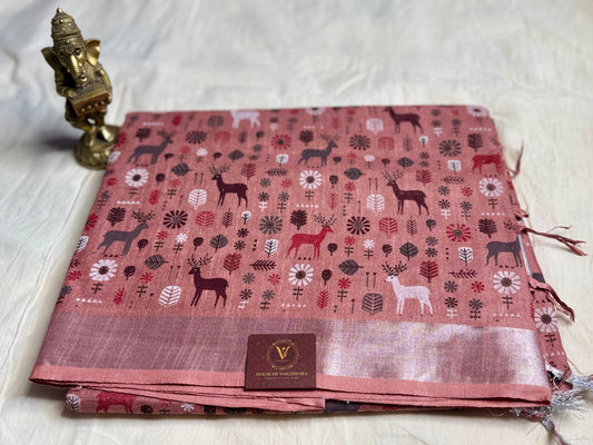 Powder pink animal print in Mul Cotton