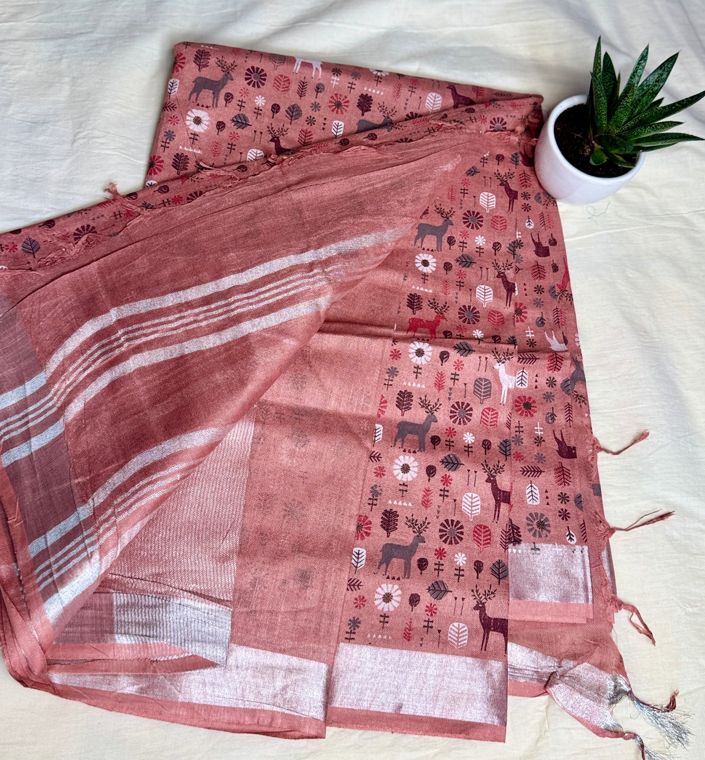 Powder pink animal print in Mul Cotton
