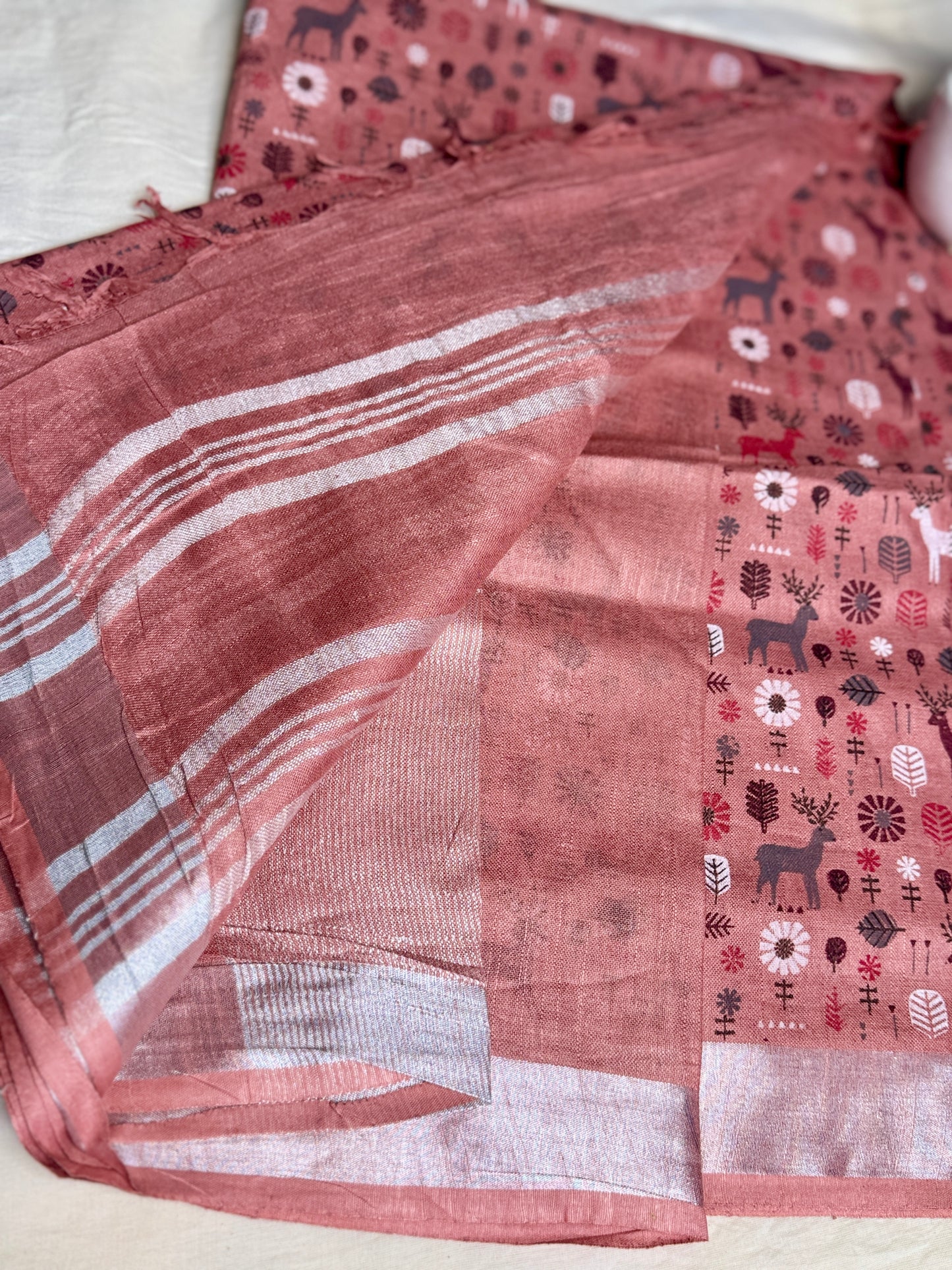 Powder pink animal print in Mul Cotton