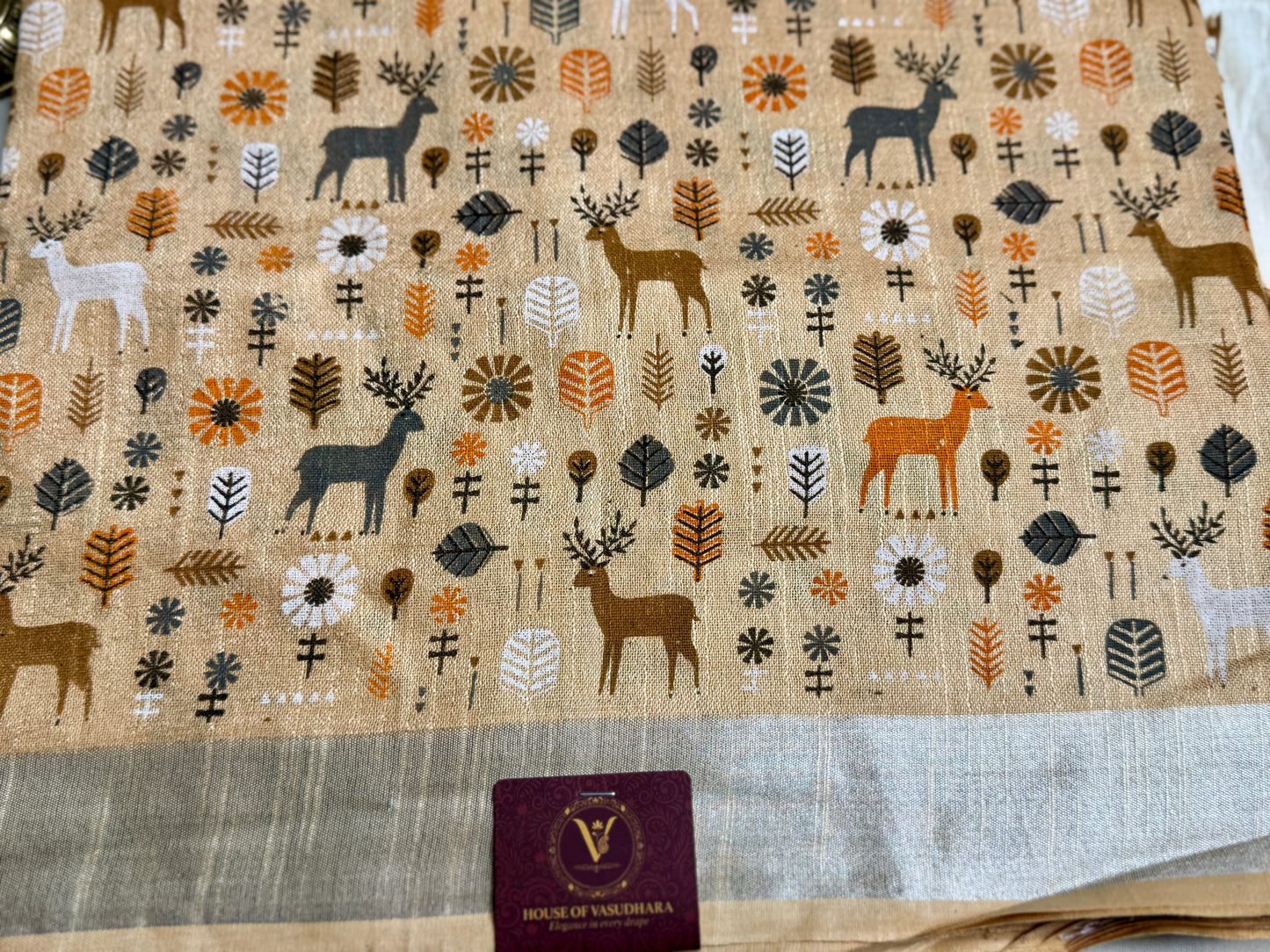 Beige animal print in Mul Cotton