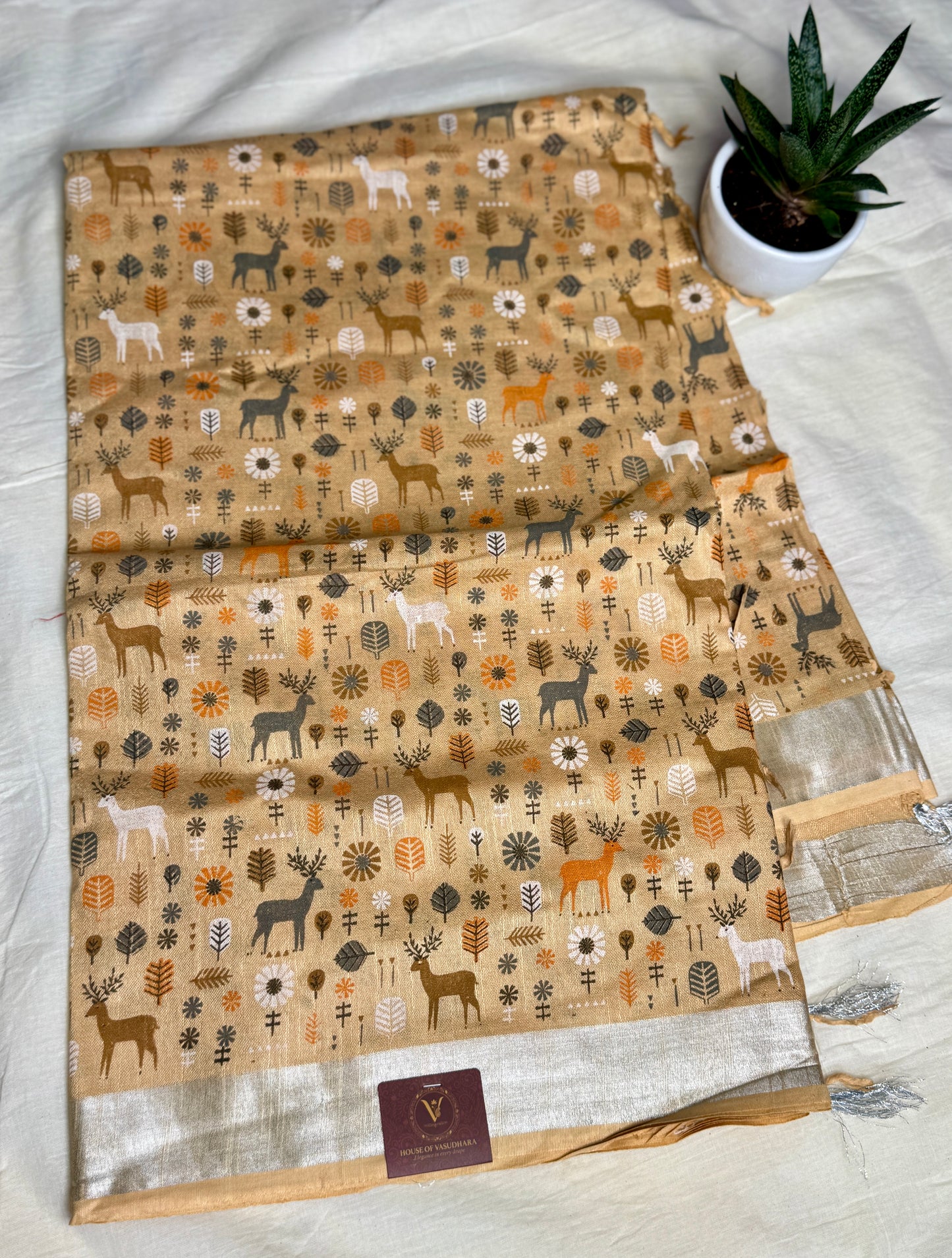 Beige animal print in Mul Cotton