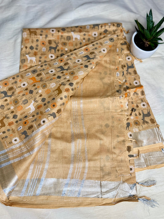 Beige animal print in Mul Cotton