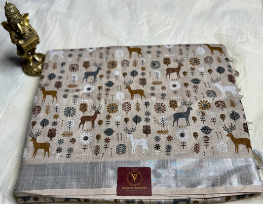 Off white animal print in Mul Cotton