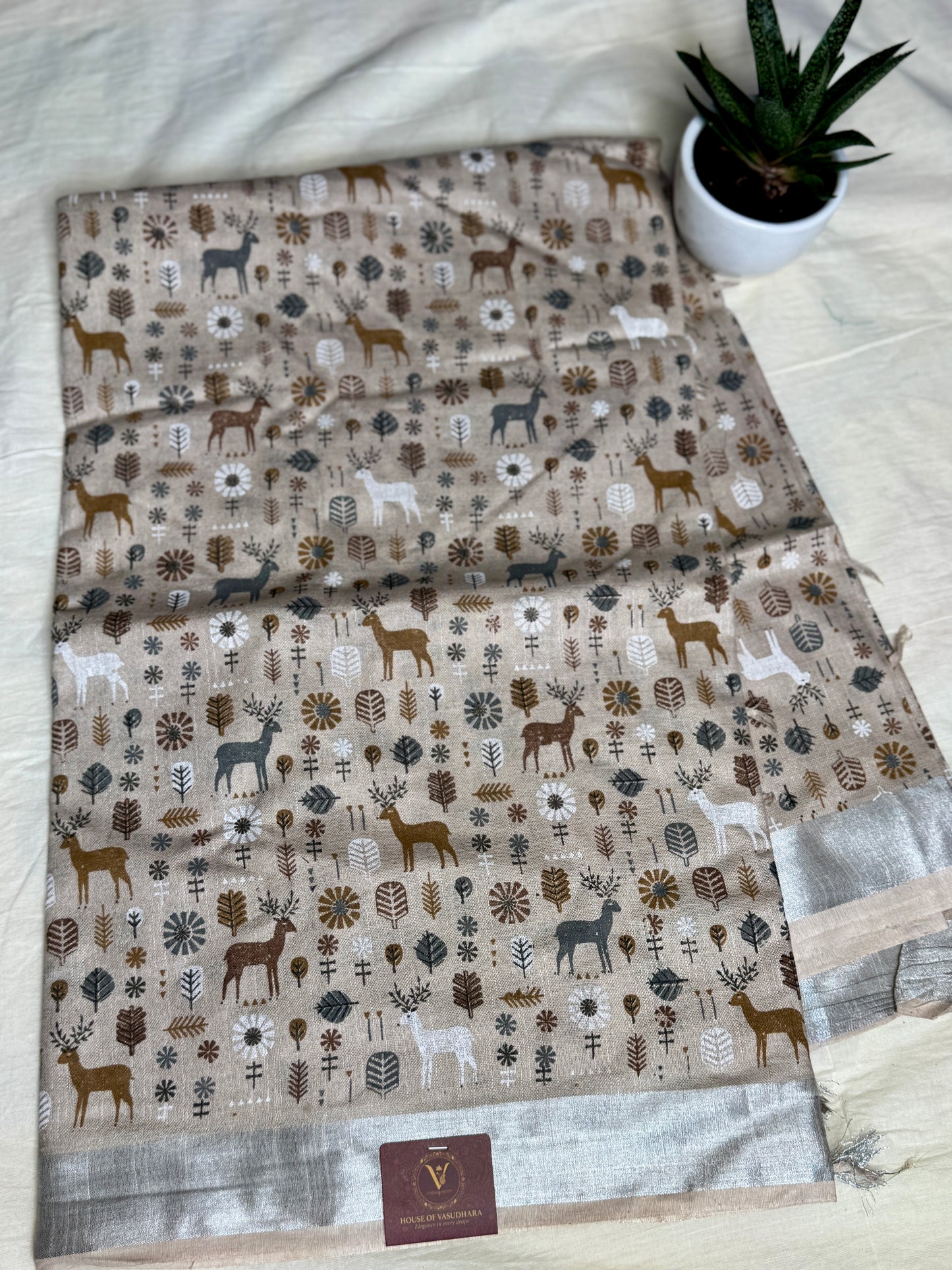 Off white animal print in Mul Cotton