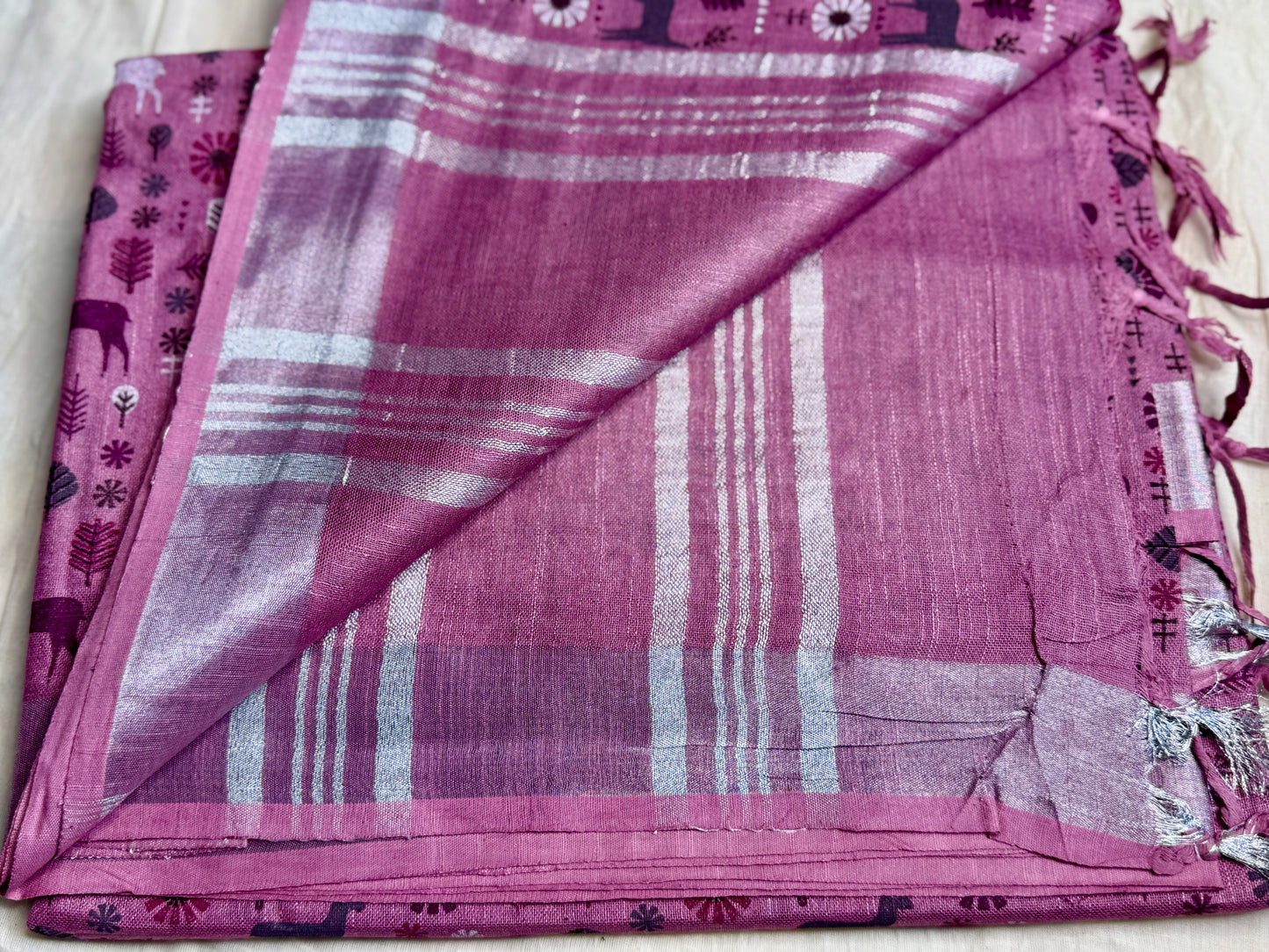 Powder Pink animal print in Mul Cotton