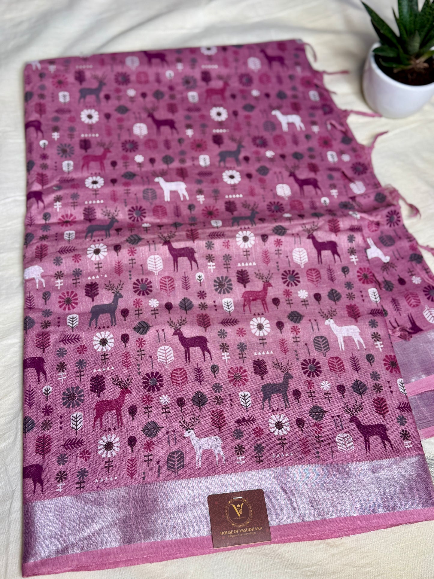 Powder Pink animal print in Mul Cotton