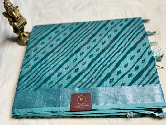 Sea Green mul cotton saree
