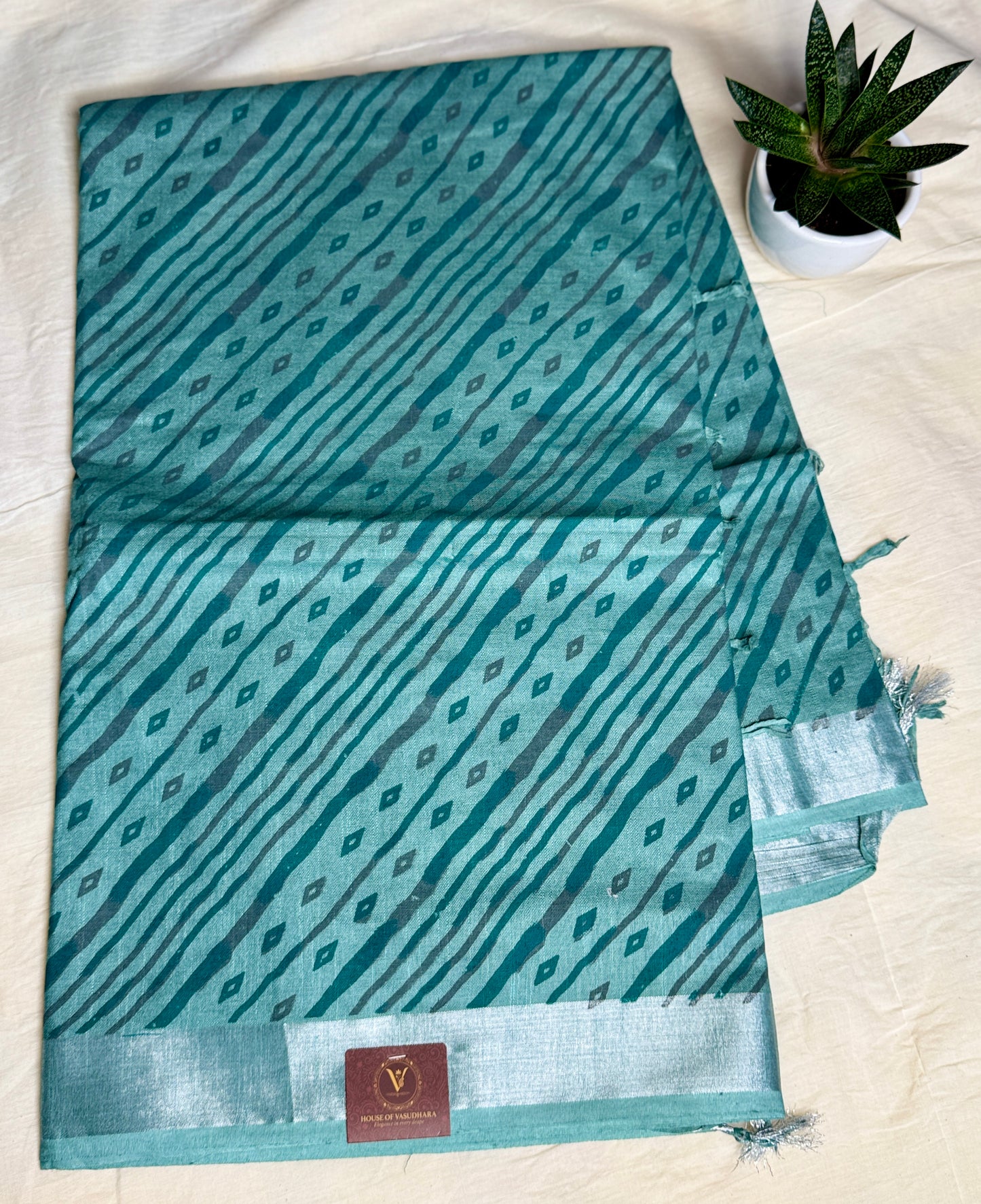 Sea Green mul cotton saree