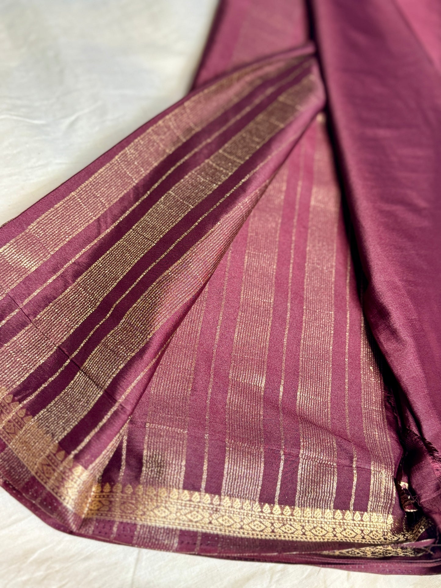 Rich Brown Semi Crepe Silk Saree