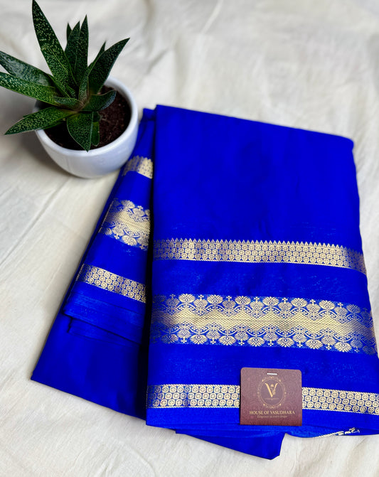 Royal blue Semi Crepe Silk Saree