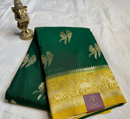 Green & Mustard Yellow Khadi Silk saree