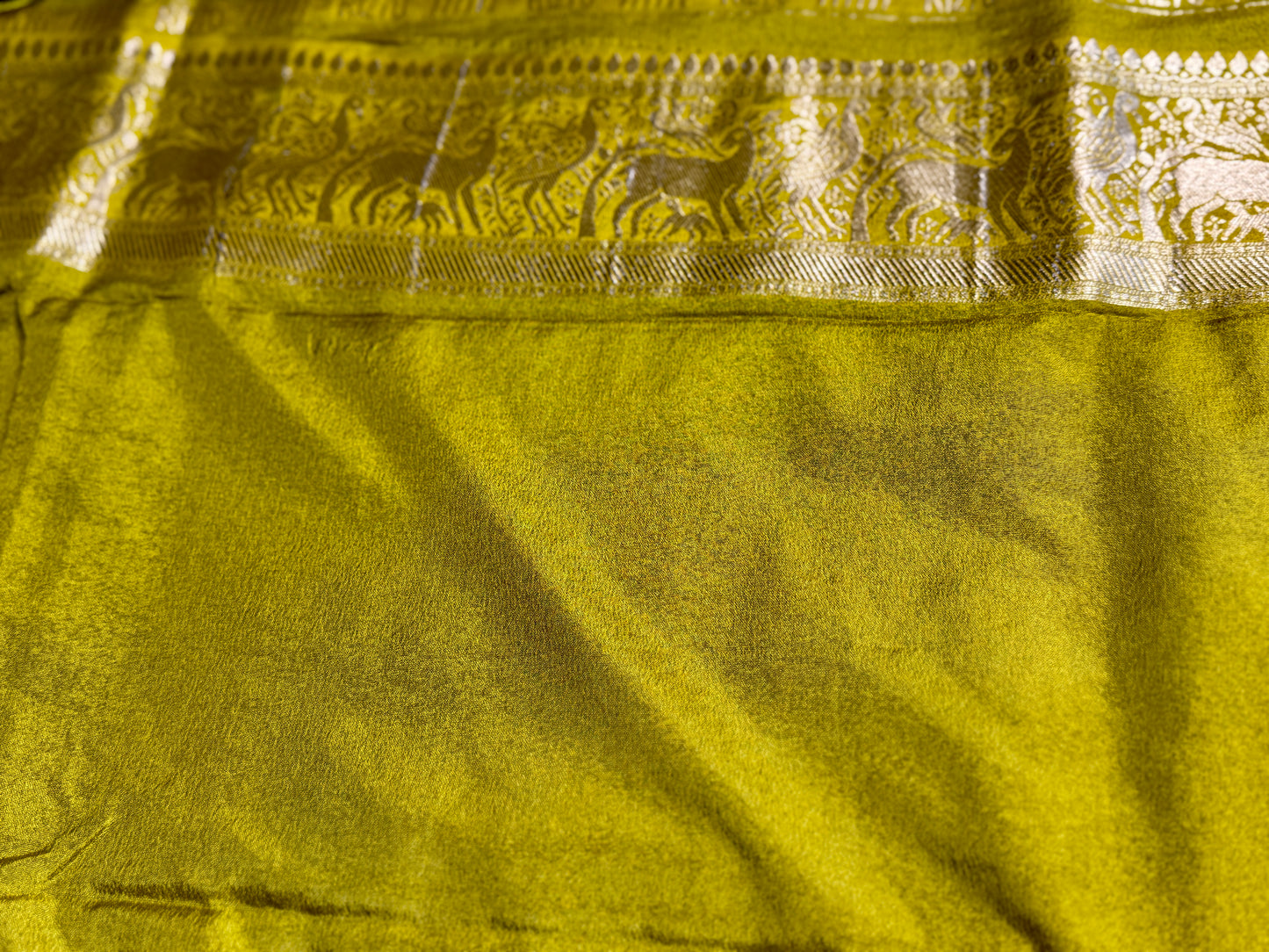 Green & Mustard Yellow Khadi Silk saree