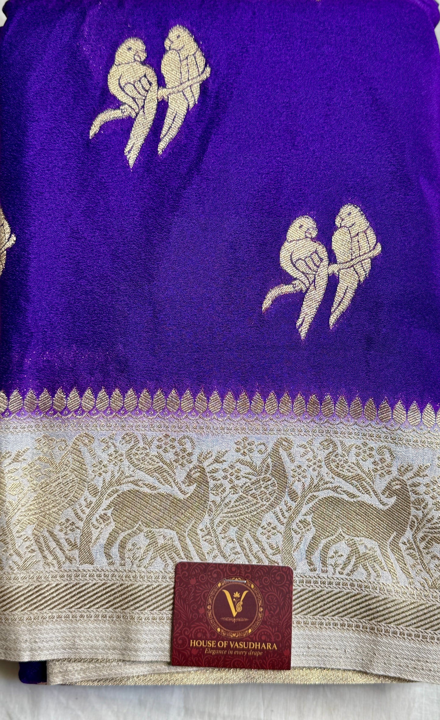 Purple & White Khadi Silk saree