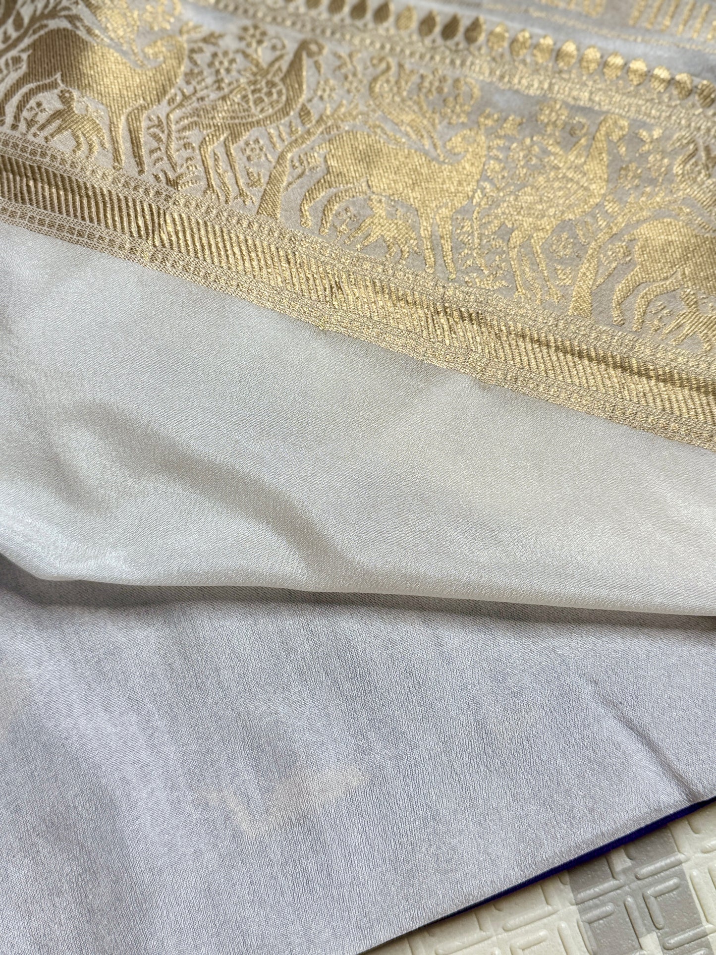 Purple & White Khadi Silk saree