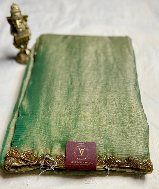Sea green Saree with Embellished Border