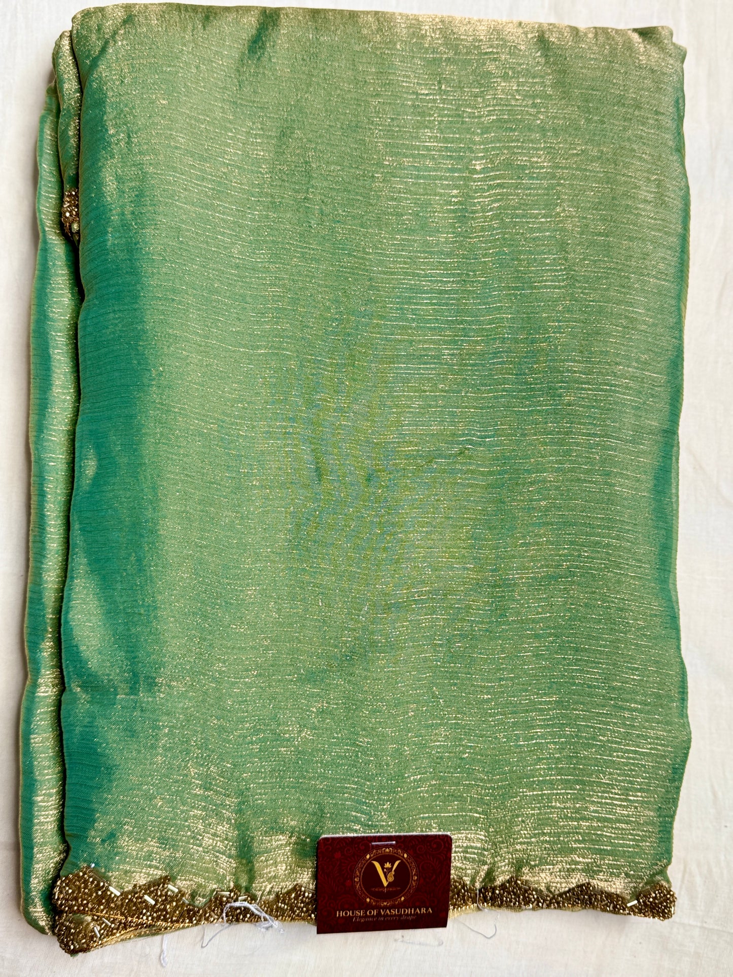 Sea green Saree with Embellished Border