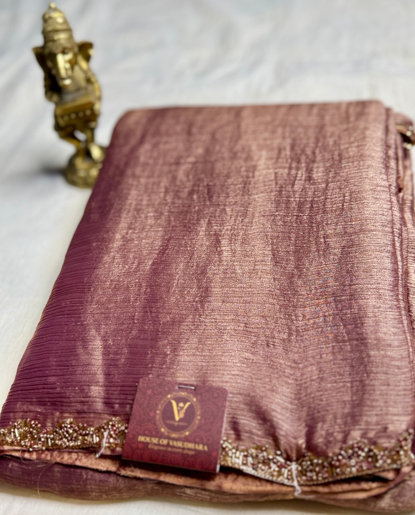 Rosewood brown Saree with Embellished Border