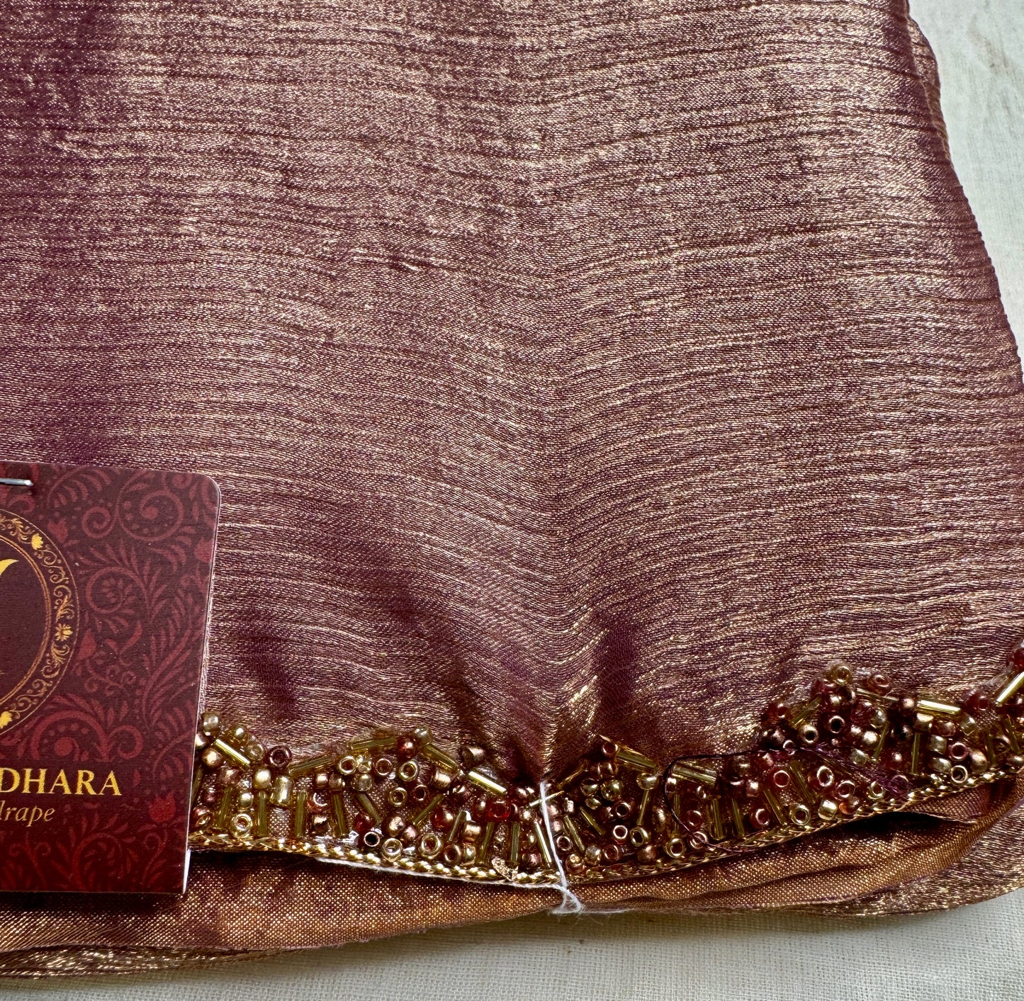 Rosewood brown Saree with Embellished Border