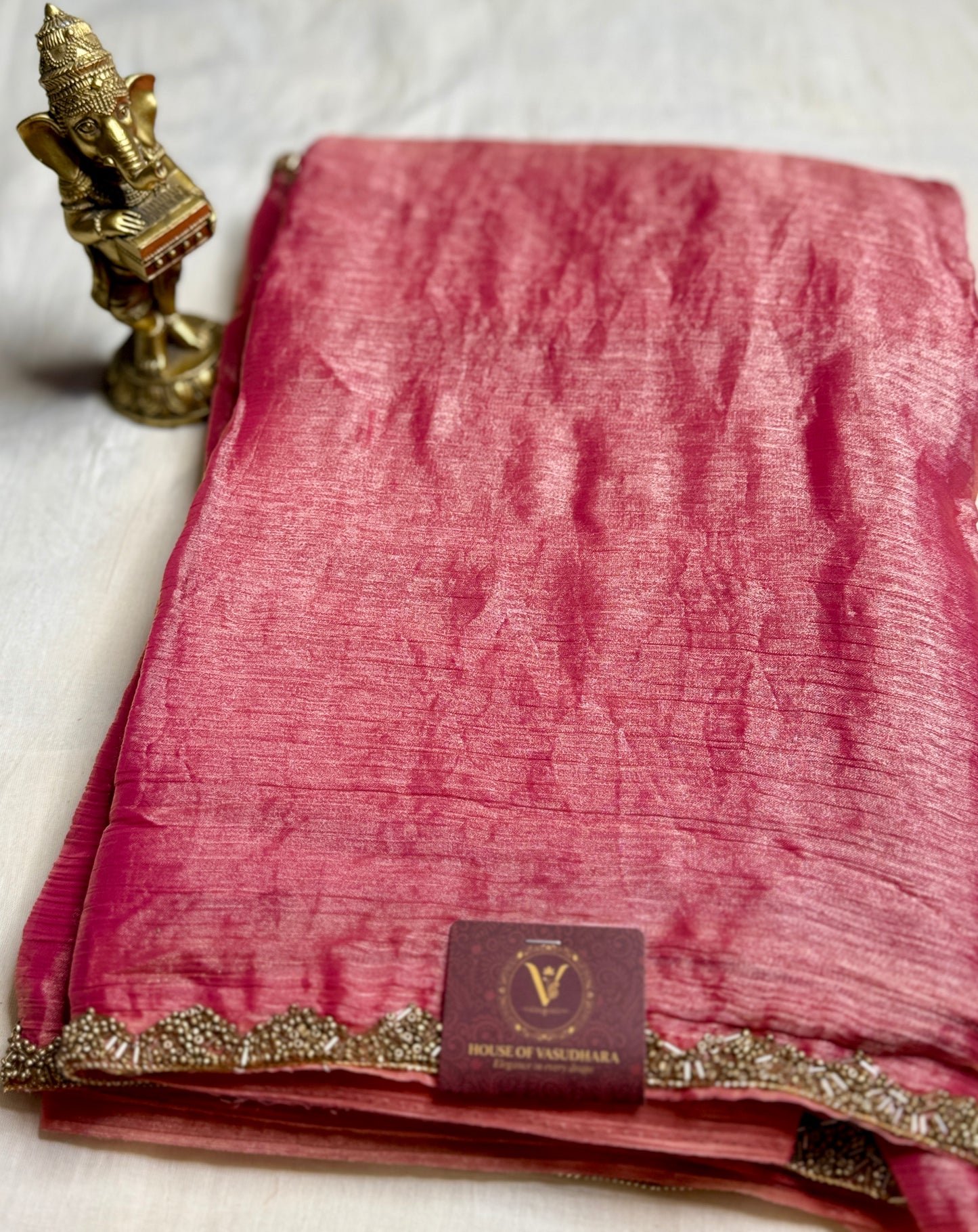 Pink Saree with Embellished Border