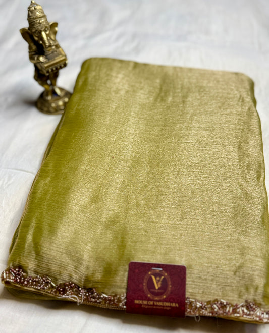 Mehandi Green Saree with Embellished Border