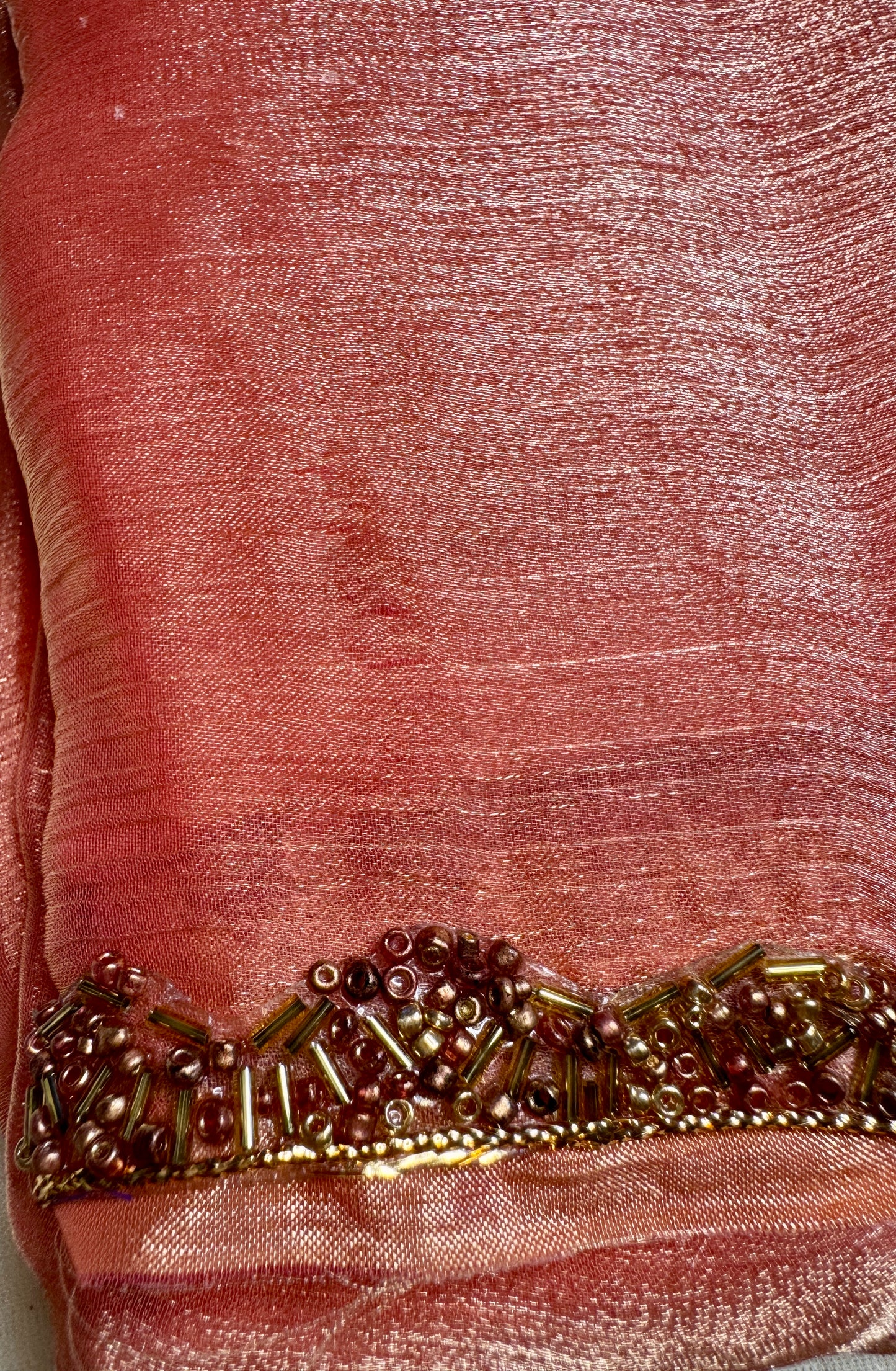 Peach Saree with Embellished Border