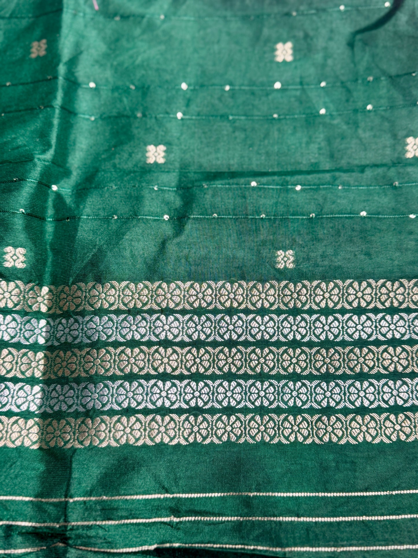 Purple Satin silk saree with Flamingo Motifs