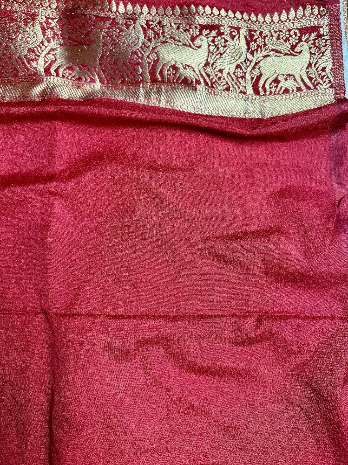 White & Red Khadi Silk saree