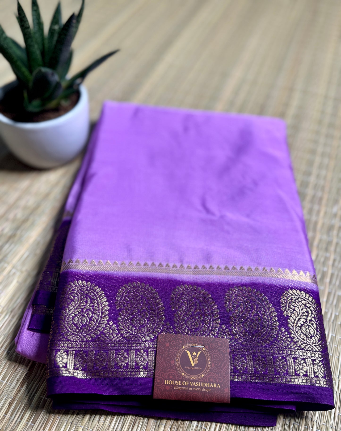 Lavender & Purple contrast Semi Mysore silk crepe