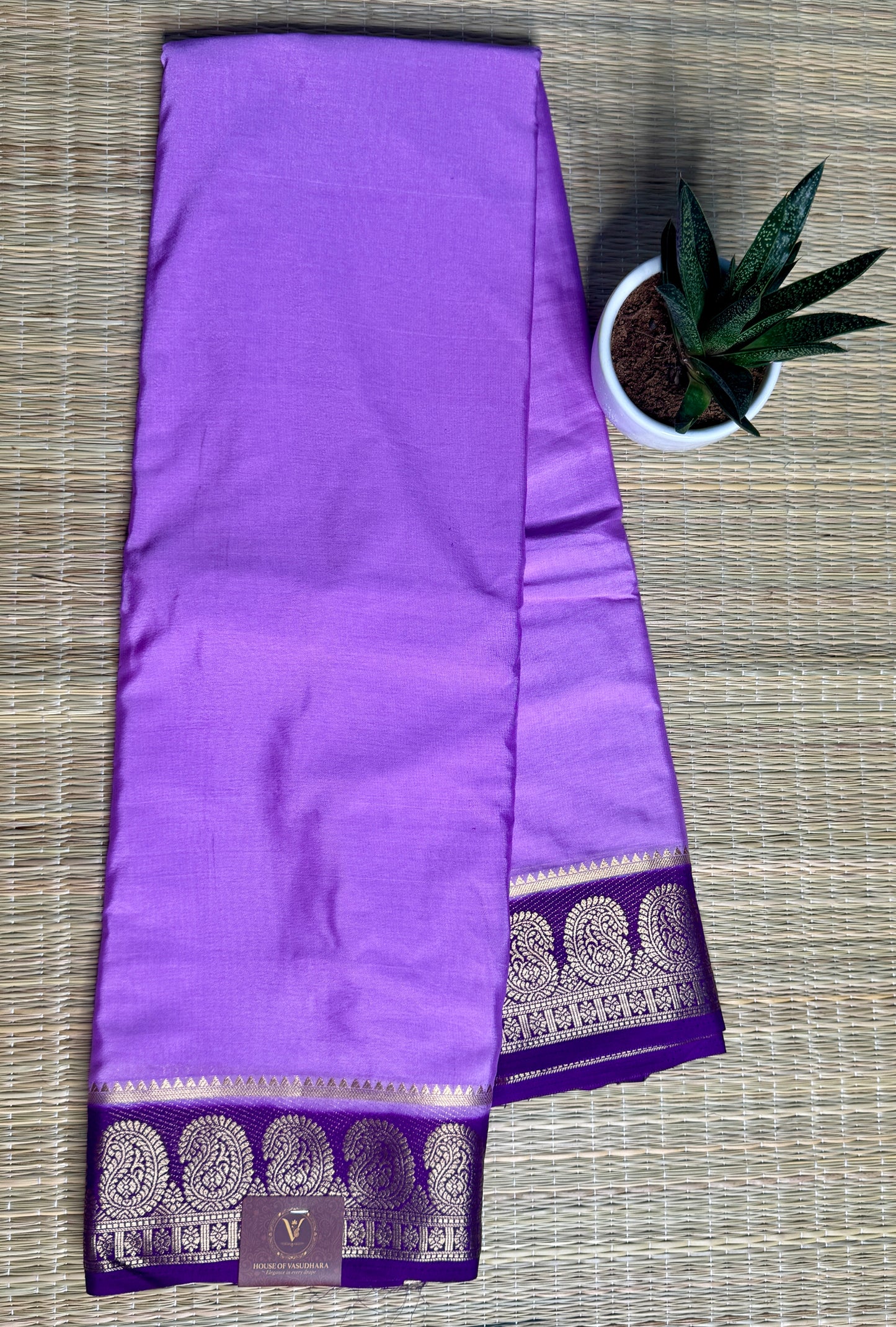 Lavender & Purple contrast Semi Mysore silk crepe