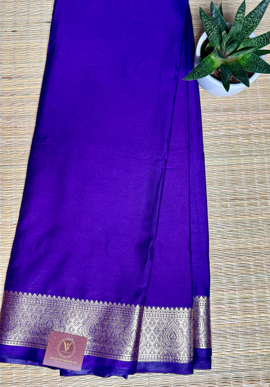 Purple self colour Semi Mysore silk crepe