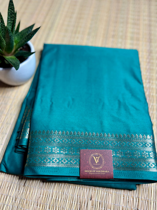 Sea Green self colour Semi Mysore silk crepe