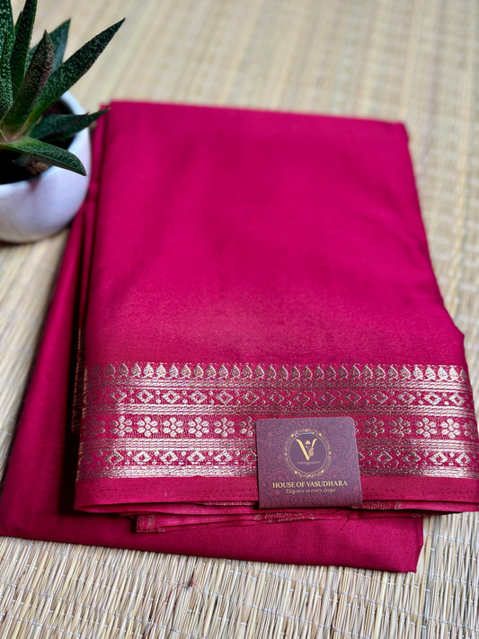 Rani Pink self colour Semi Mysore silk crepe