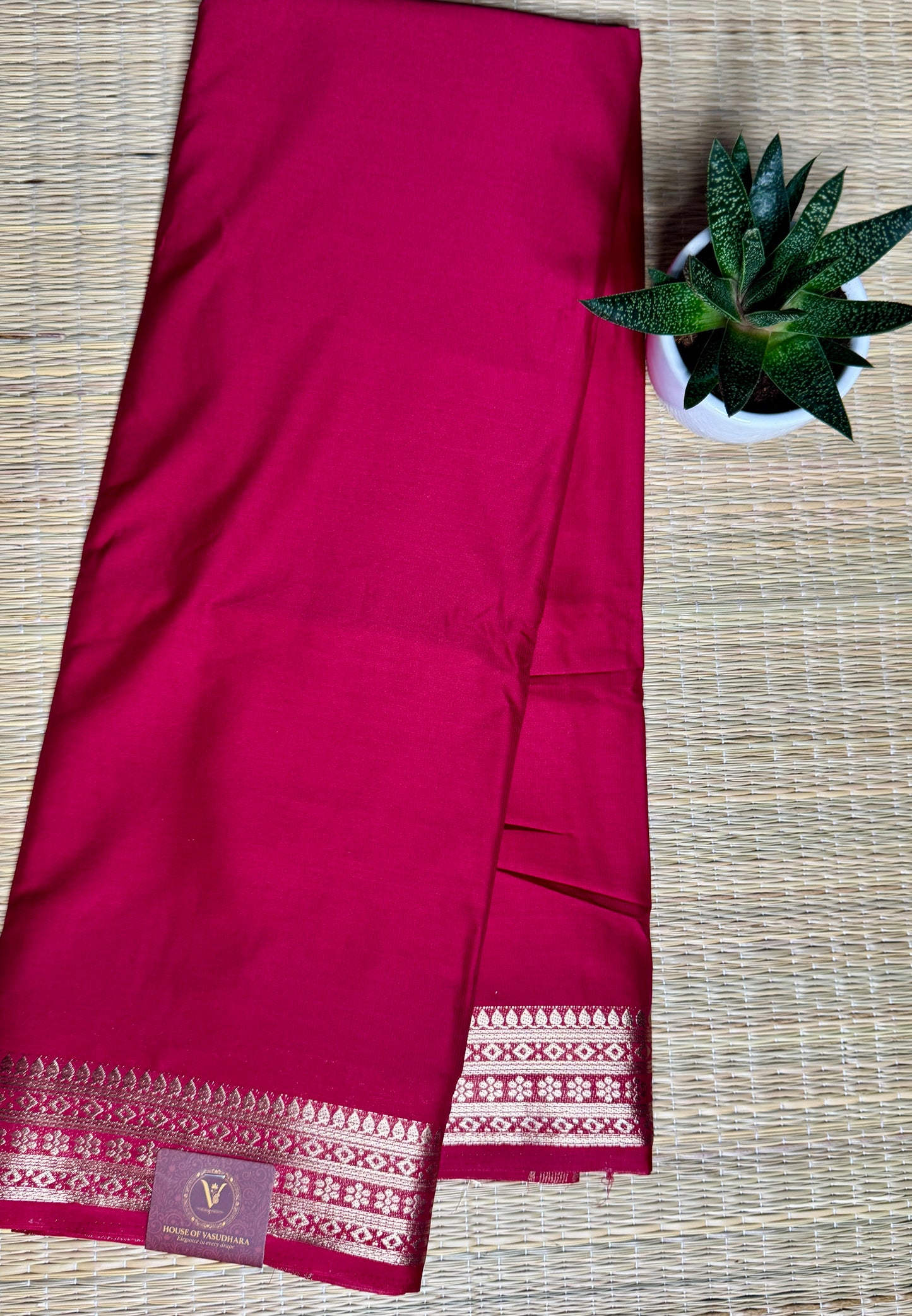 Rani Pink self colour Semi Mysore silk crepe