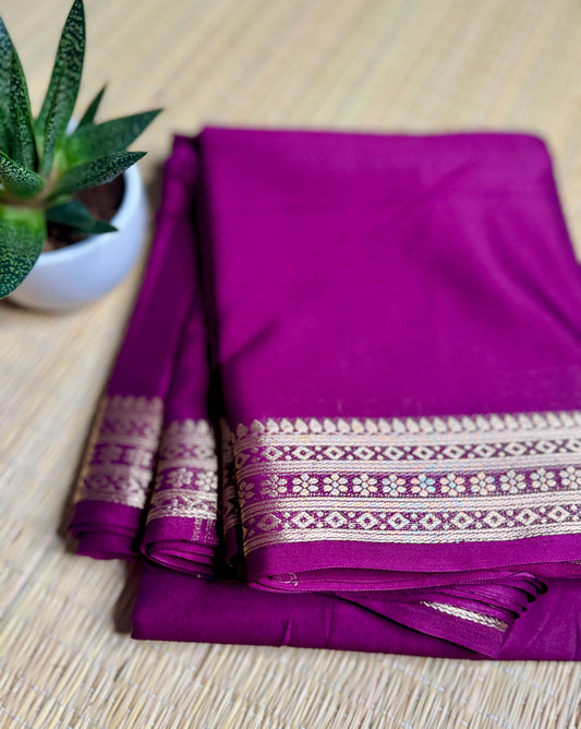 Magenta self colour Semi Mysore silk crepe