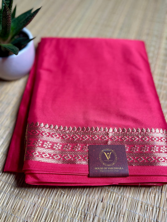 Bubblegum pink self colour Semi Mysore silk crepe
