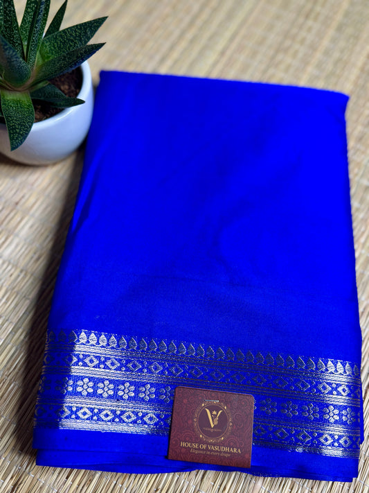 Royal Blue self colour Semi Mysore silk crepe