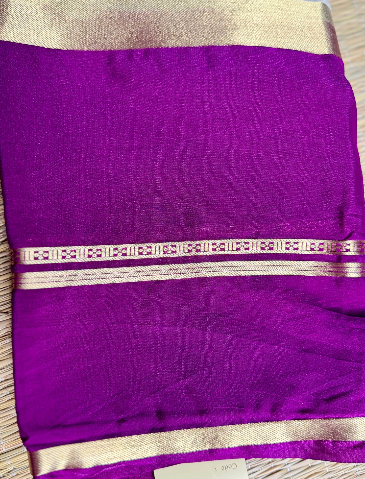 Magenta & White 2D Kalamkari Mysore silk crepe