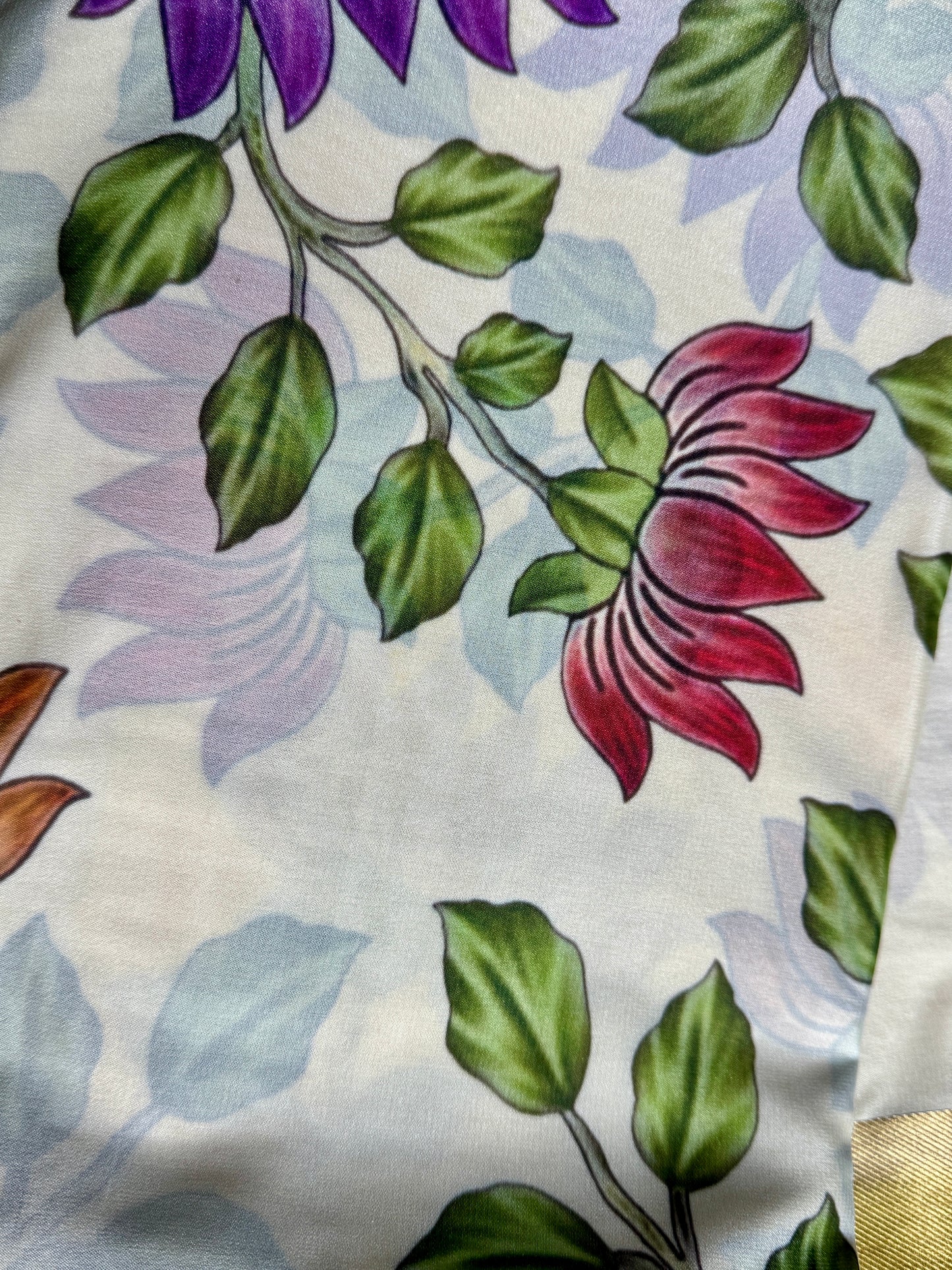 Yellow & White 2D Kalamkari Mysore silk crepe