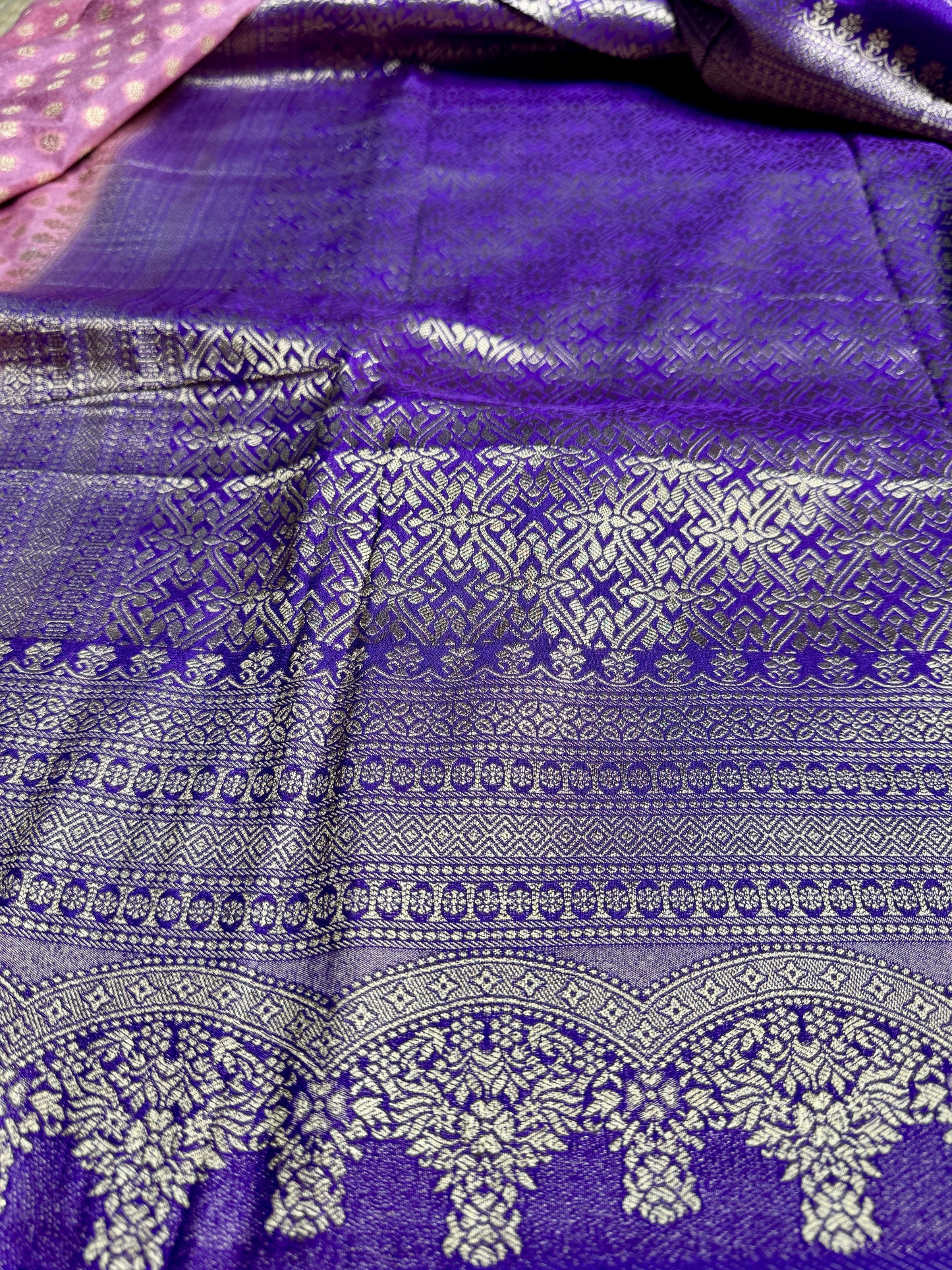 Baby Pink Khadi Banarasi Silk saree with Contrast border