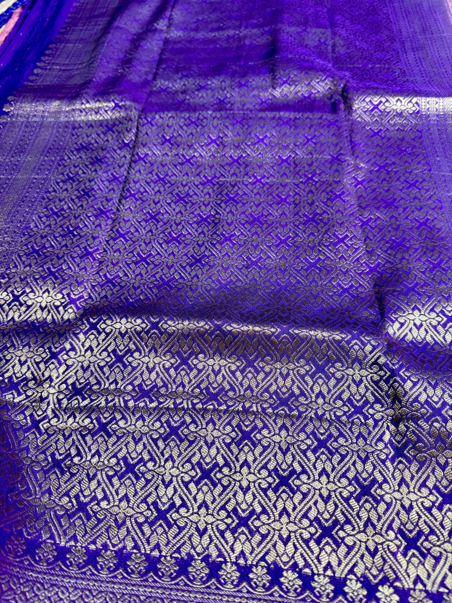 Baby Pink Khadi Banarasi Silk saree with Contrast border