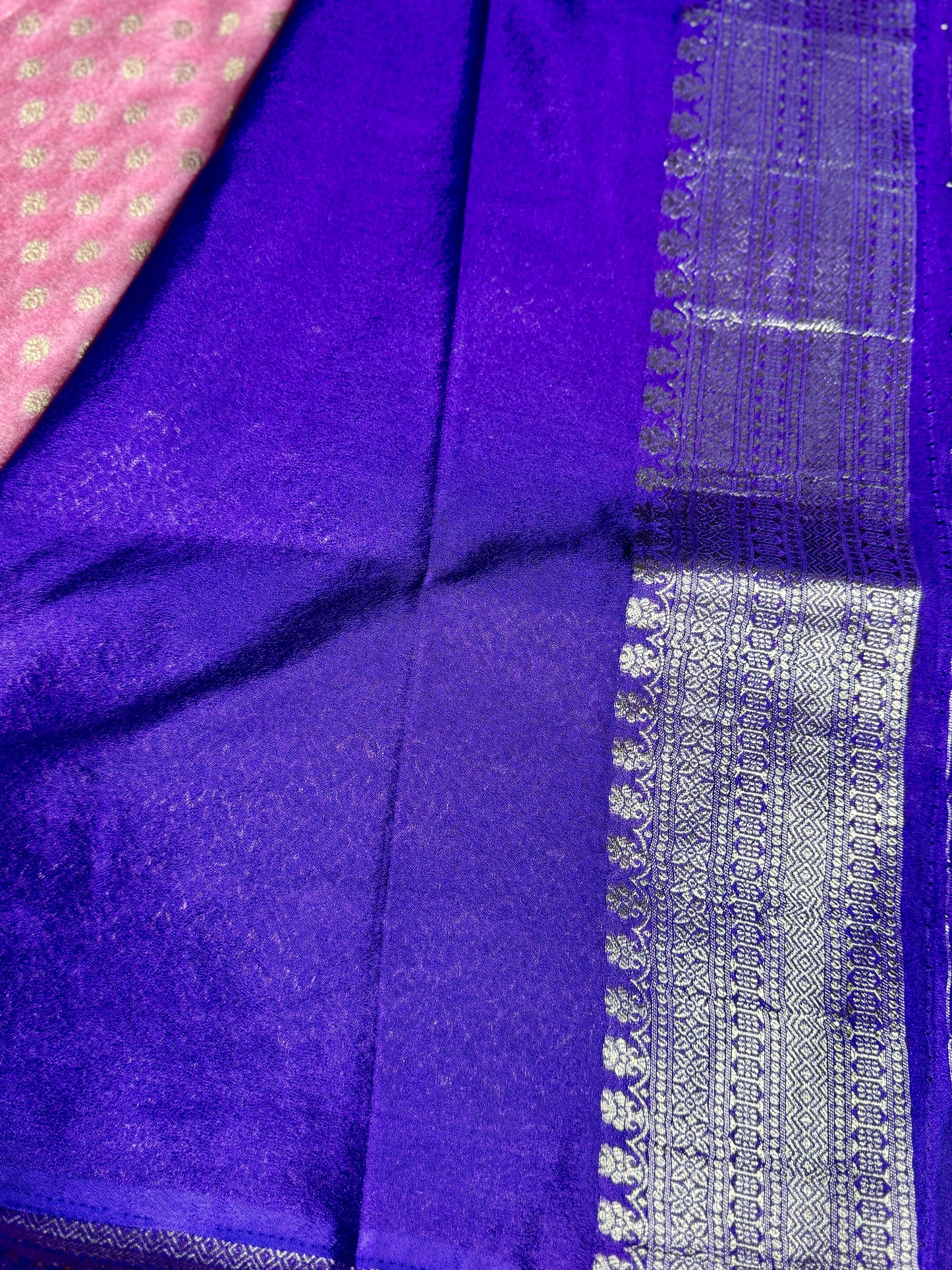 Baby Pink Khadi Banarasi Silk saree with Contrast border