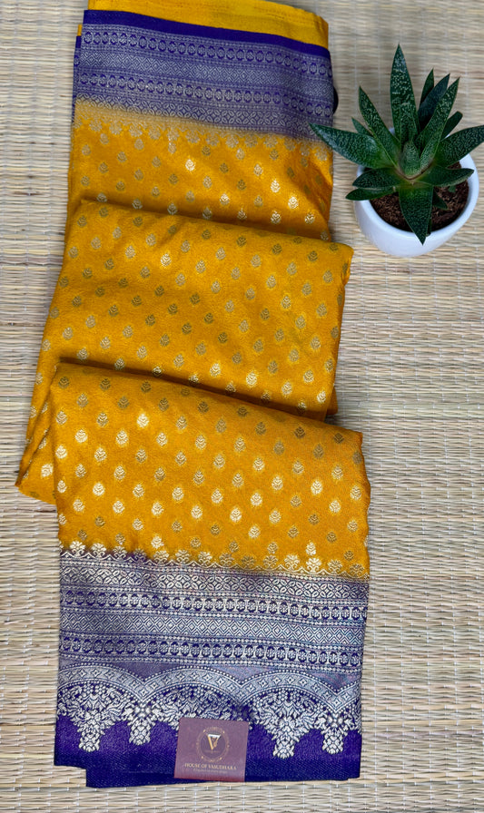Gold Khadi Banarasi Silk saree with Contrast border