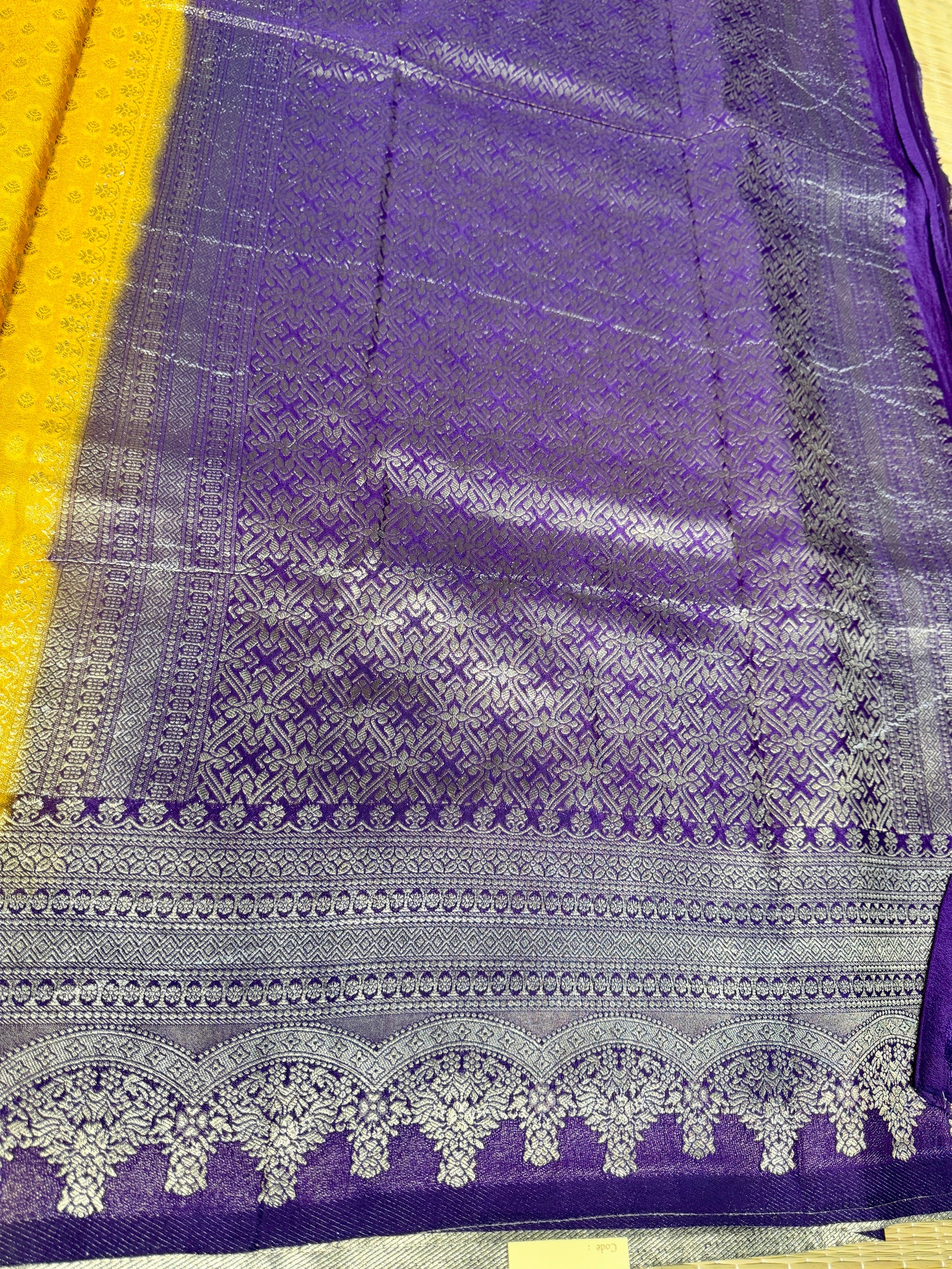 Gold Khadi Banarasi Silk saree with Contrast border