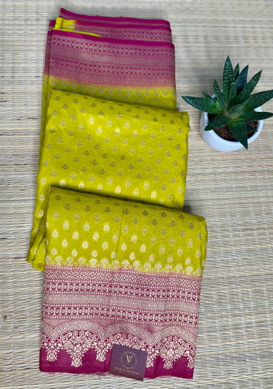Light Green Khadi Banarasi Silk saree with Contrast border