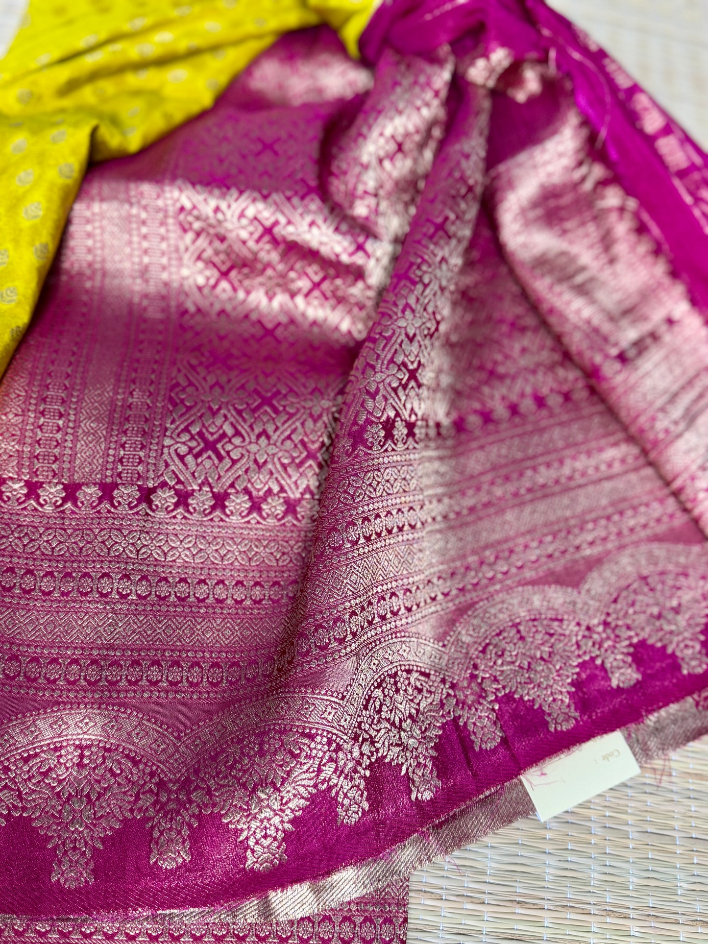 Light Green Khadi Banarasi Silk saree with Contrast border