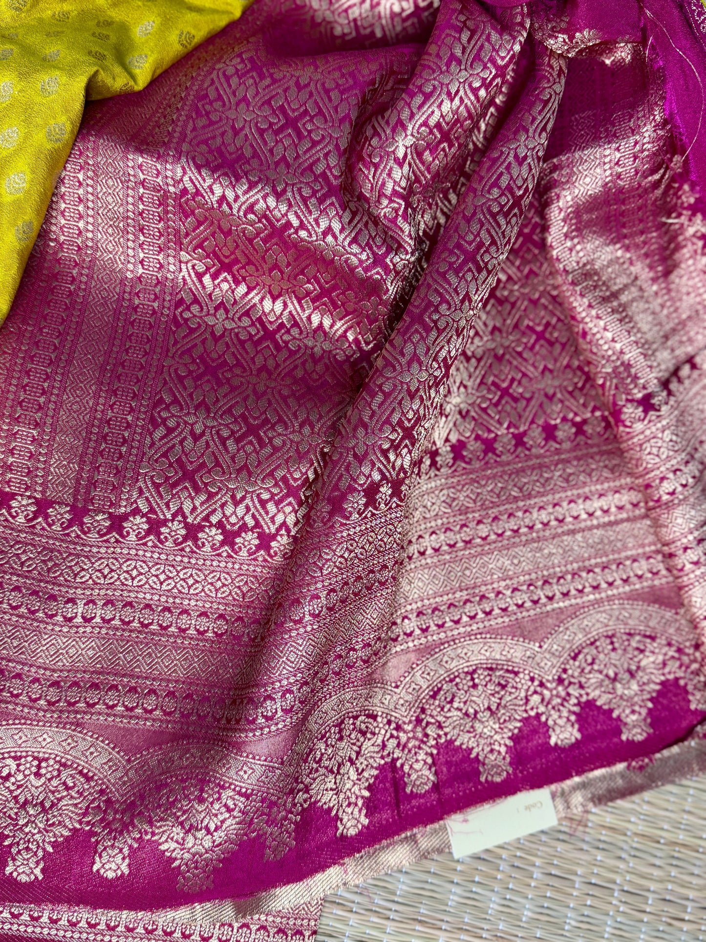 Light Green Khadi Banarasi Silk saree with Contrast border